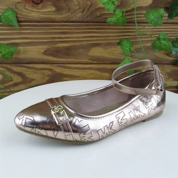Michael Kors Sz 1 Shoes Girls Youth‎ Mary Jane Rose Gold Synthetic Buckle - Picture 1 of 10